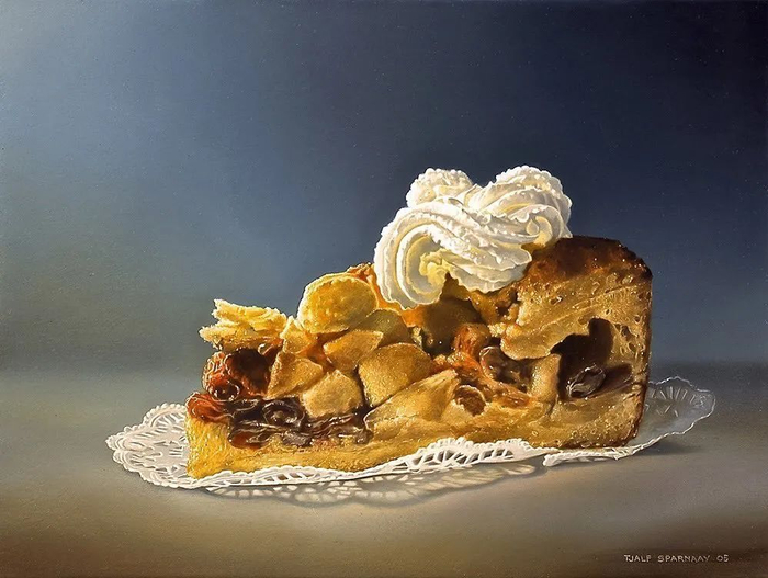 或许是贾尔夫·斯巴奈的超写实绘画作品,将这些食物画得太逼真了,让人