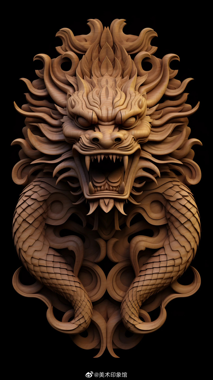 高清木雕中国龙