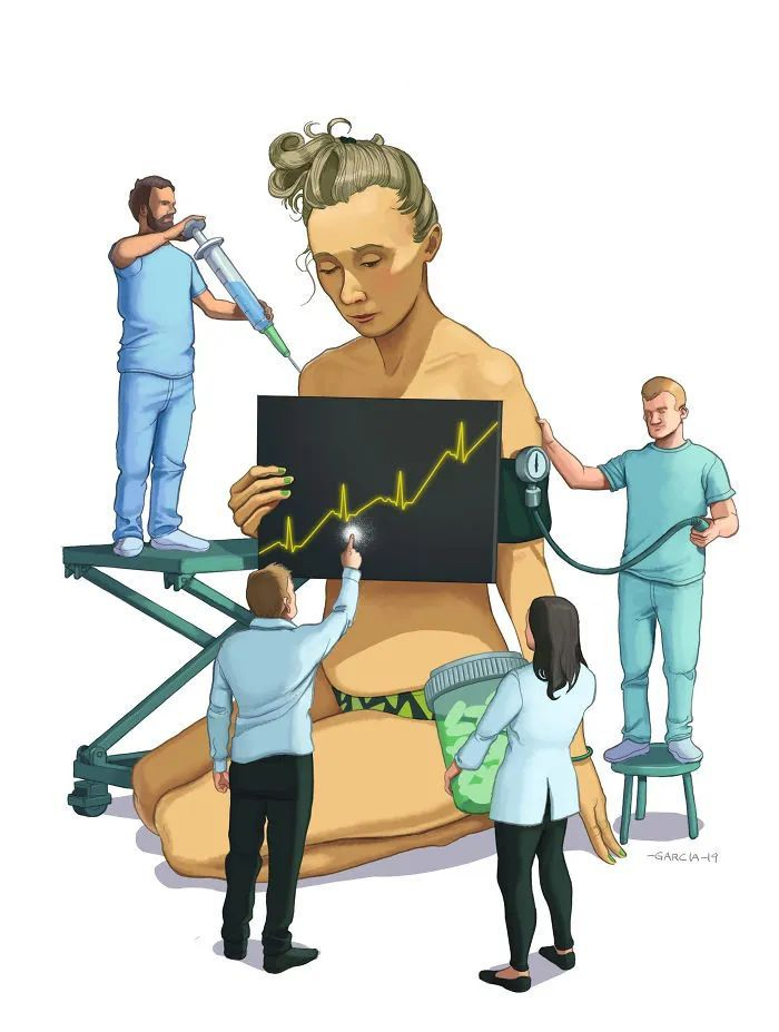 在艺术创作上,我们也可以看到许多一针见血的作品,以讽刺性插画作品为