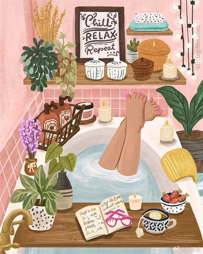 温馨治愈场景小物插画作品