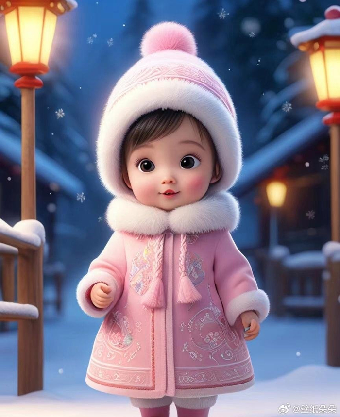 冬雪萌娃小姐妹可爱头像