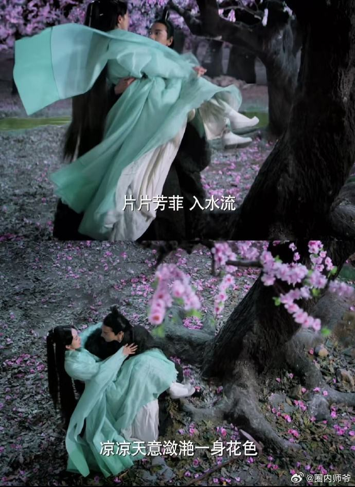 白浅夜华桃林相见这一幕拍的好暖味