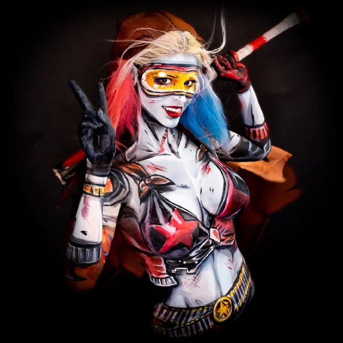 美女人体彩绘艺术家,把自己变成2d漫画人物,看不出破绽|彩绘|破绽