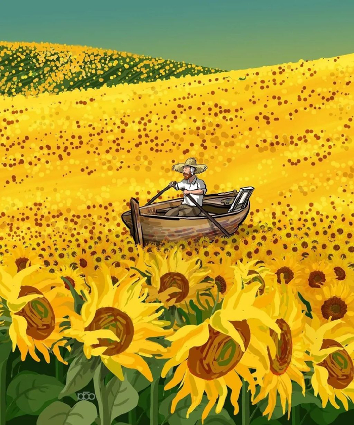 30幅描绘梵高的插画,很美很有爱,网友:要是真的就好了|梵高|插画|阿里