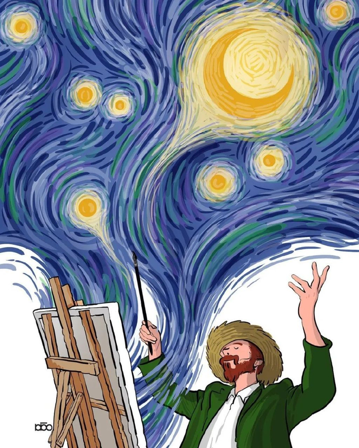 30幅描绘梵高的插画,很美很有爱,网友:要是真的就好了