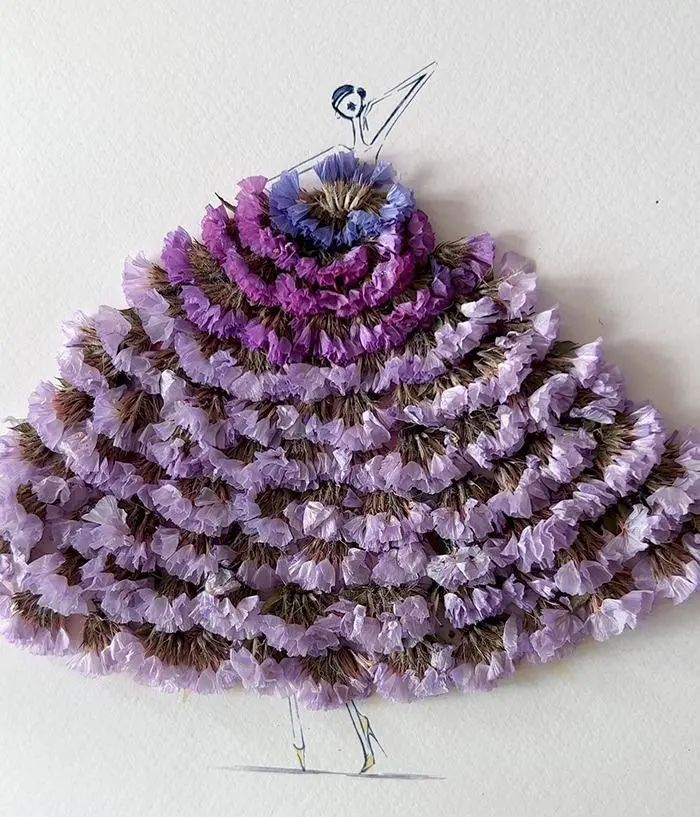 他用花瓣打造华丽裙装,绝妙的创意,一整个美好住了