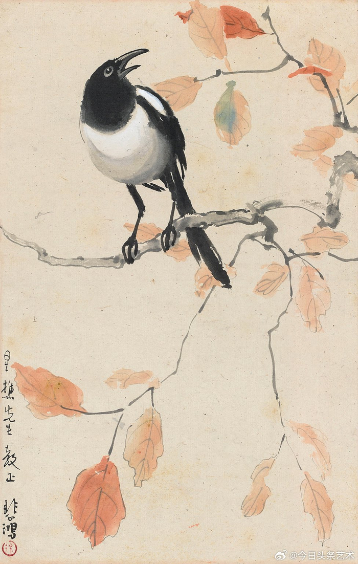 画家徐悲鸿笔下的喜鹊