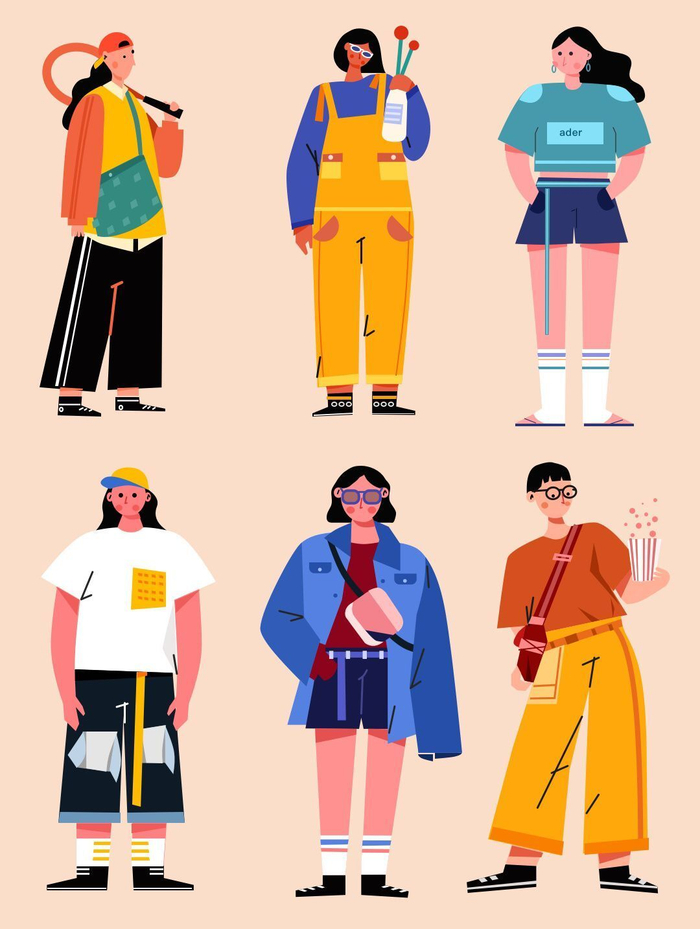 偏平人物插画绘画技巧,配色思路