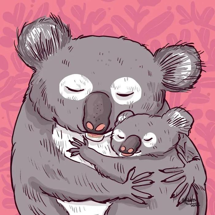 一组动物拥抱的插图,诠释什么是爱,暖哭了