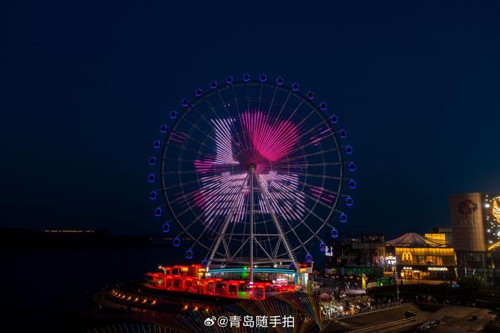 青岛琴岛之眼夜景图片图片