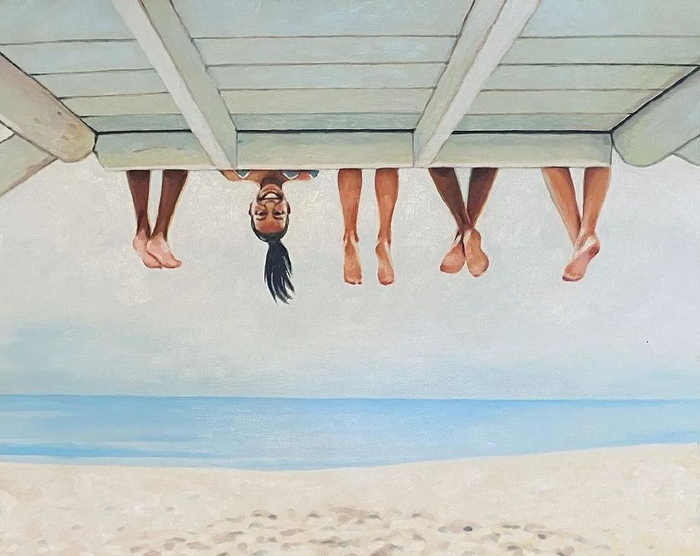 沙滩,美女,比基尼,他的画带你一秒到夏天|画作|画家|美女_新浪新闻