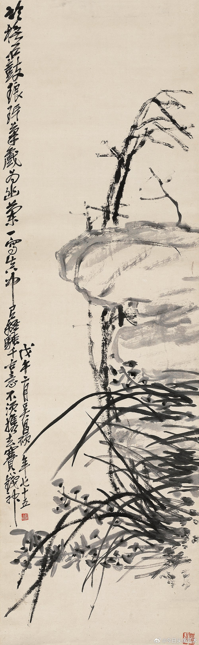 画家吴昌硕笔下的兰石图 67画家吴昌硕笔下的兰石图
