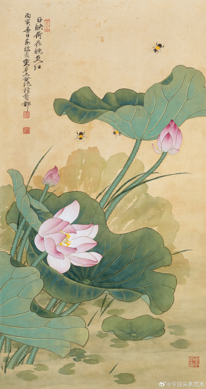 画家俞致贞,刘力上合作荷花图