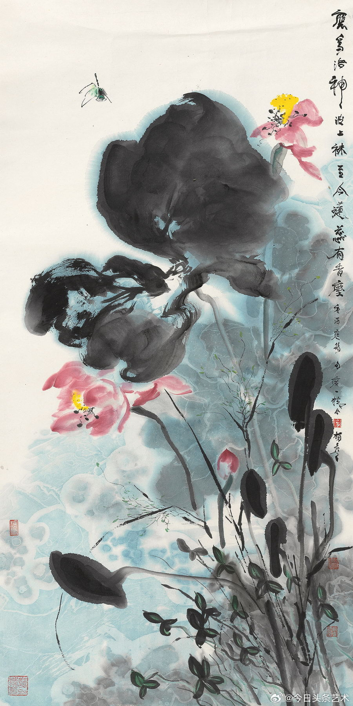 画家杨彦笔下的荷花