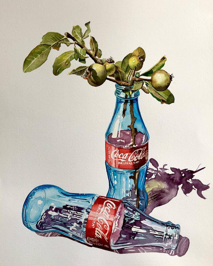 分享一组静物绘画用水彩来表现通透的玻璃质感umitserpil