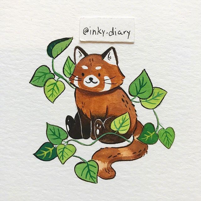一组可可爱爱的水彩小动物插画设计 :inky.diary