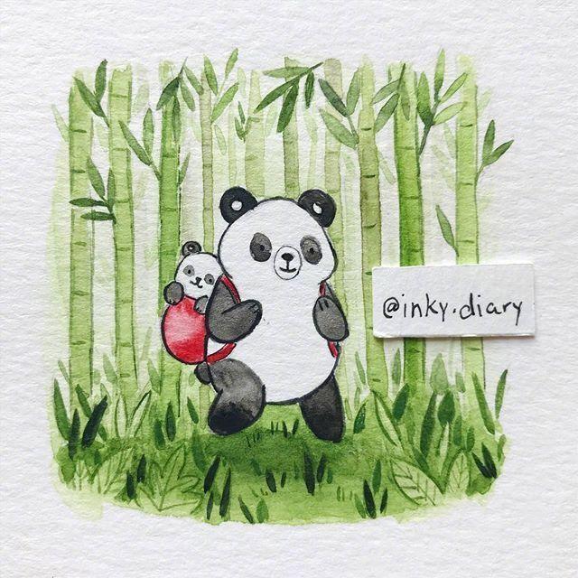 一组可可爱爱的水彩小动物插画设计  inky diary