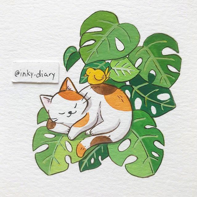 一组可可爱爱的水彩小动物插画设计 :inky.diary