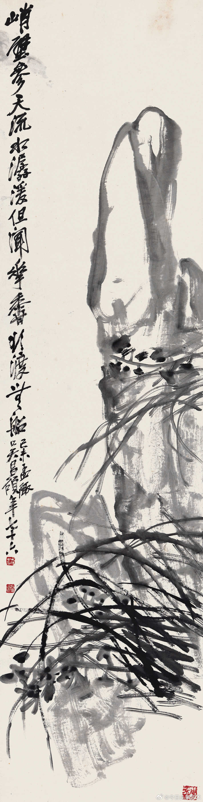 画家吴昌硕笔下的兰石图 67画家吴昌硕笔下的兰石图