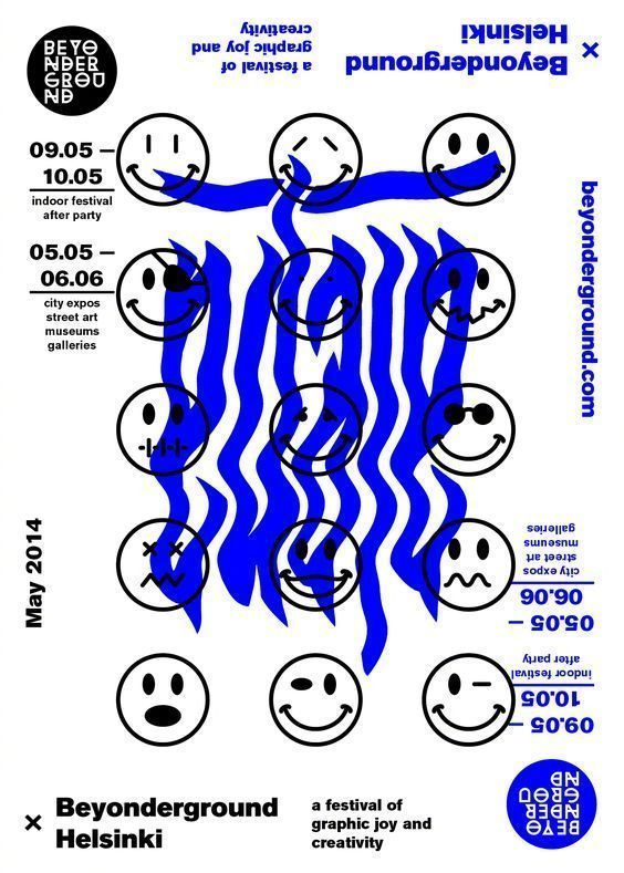 一组蓝色点缀的海报设计