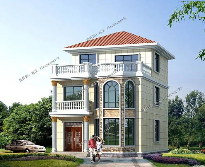 6款三层农村别墅,开间8米90平的宅基地,盖出百万豪宅的气势