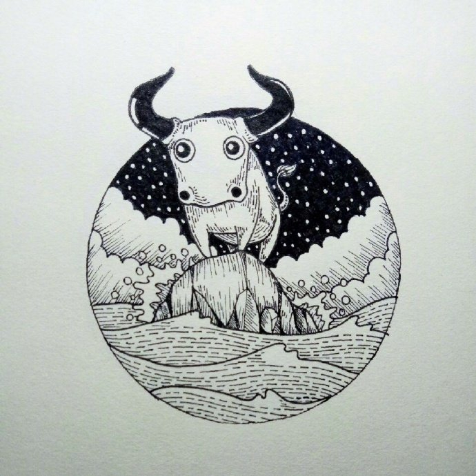 动物黑白小插画