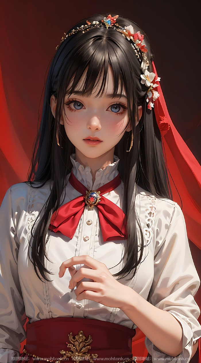 红色系现代美女ai绘画图集动漫卡通二次元手机电脑高清壁纸