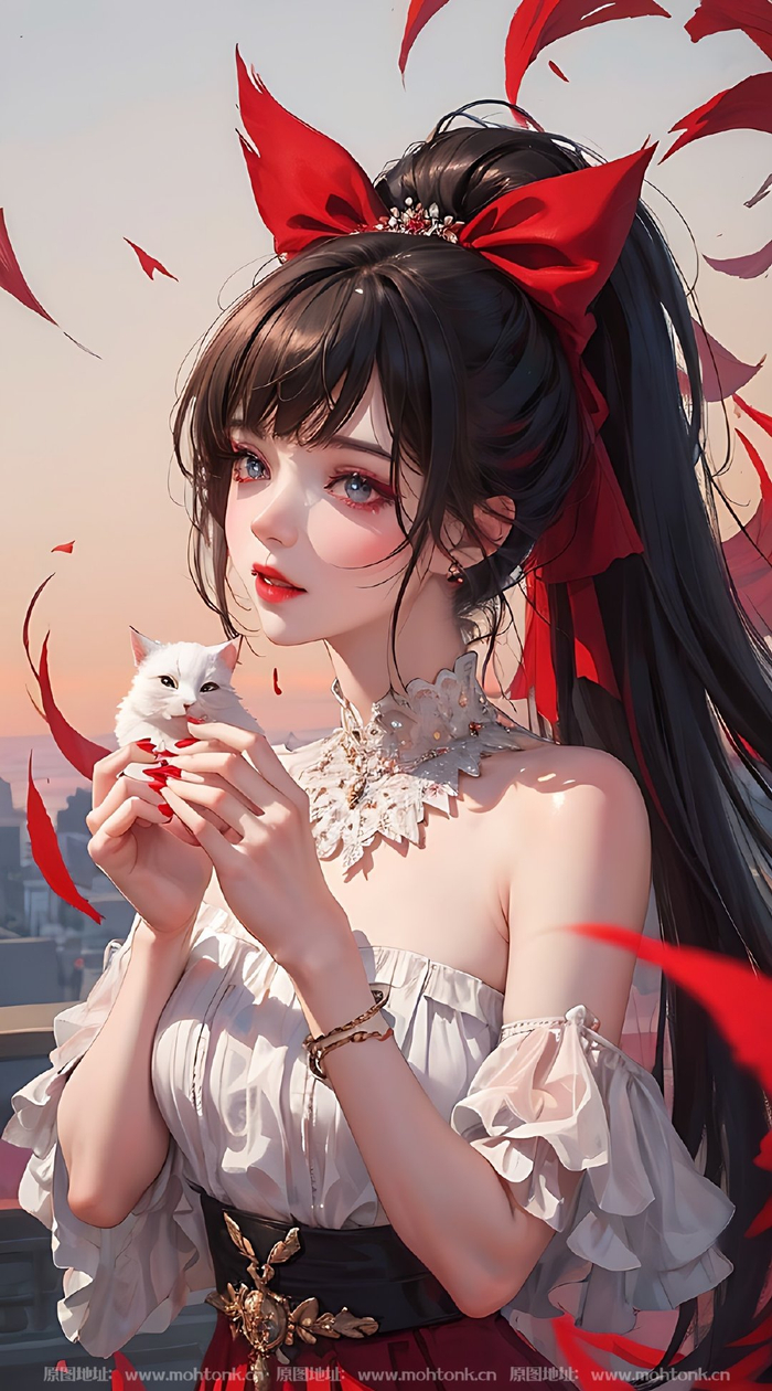 红色系现代美女ai绘画图集动漫卡通二次元手机电脑高清壁纸