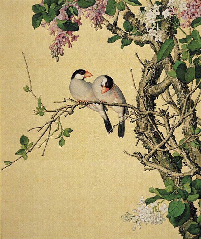 酒井抱一筆絹本彩色画花鳥画【水鳥之図】肉筆落款【必携落款字典】模写NO57