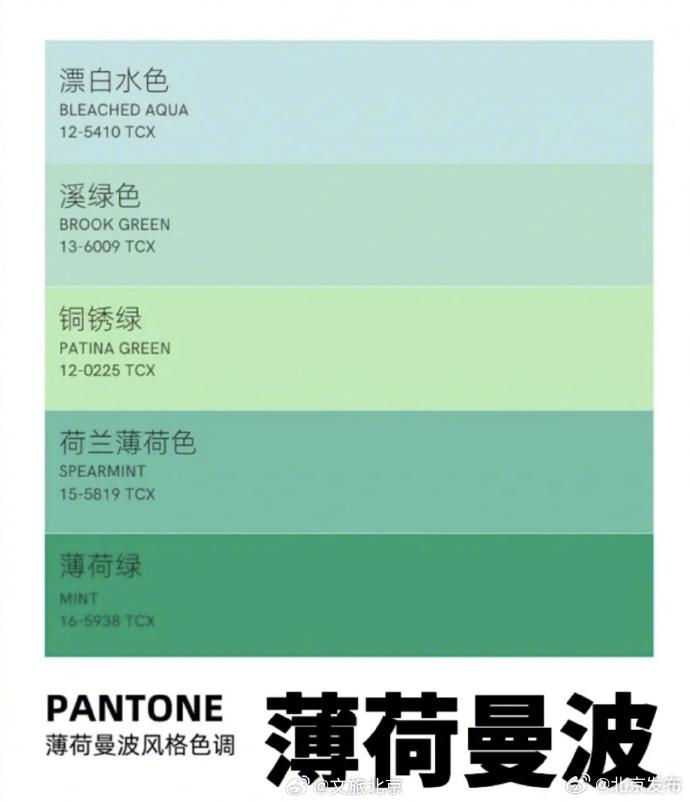 薄荷曼波,是今年春夏的色彩顶流,薄荷绿为主色调,带来清凉的视觉鲜苘