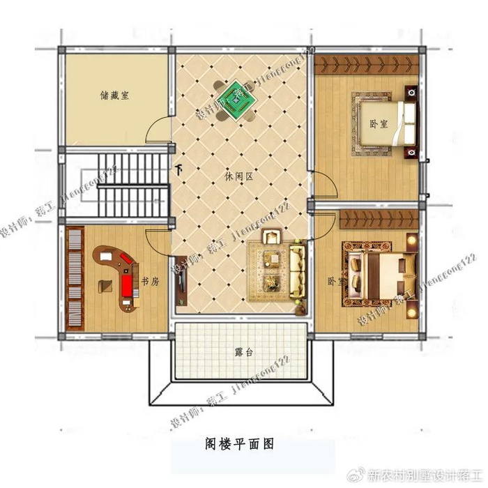 6m编号j1161户型二这款现代中式风格别墅独具匠心,巧妙地将传统中式