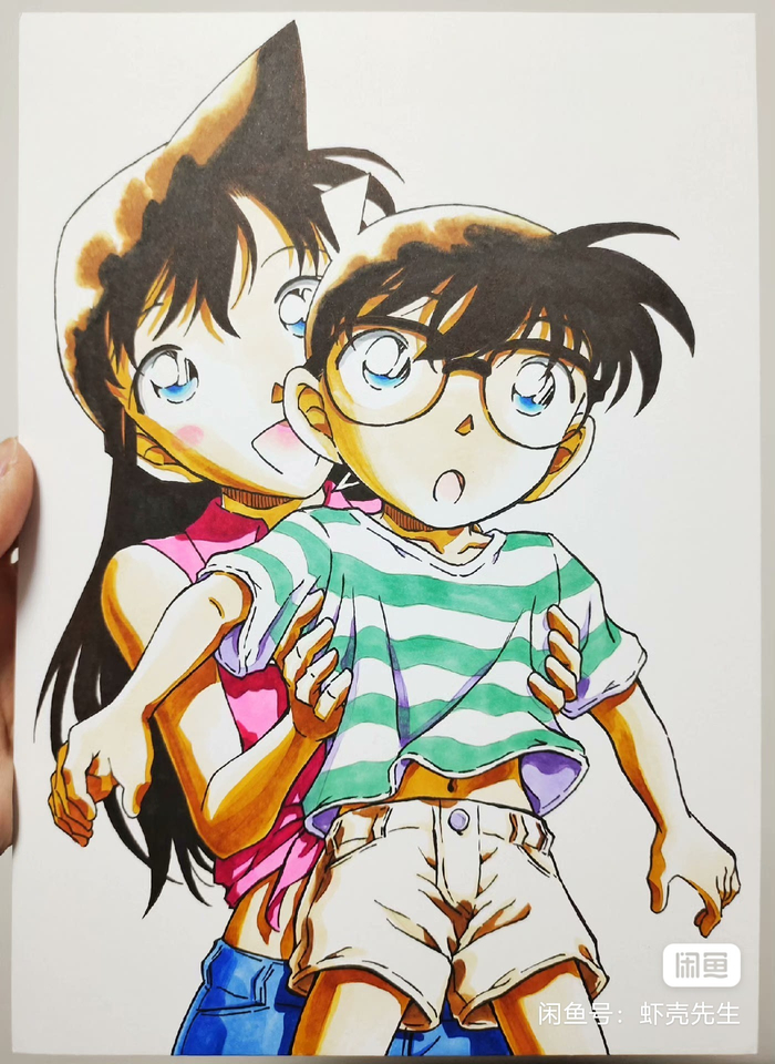 马克笔画 柯兰 江户川柯南&毛利兰 自己画的 想要的戳评论区1楼