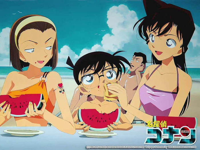 海滩的柯南×泳装的小兰9215 夏天真好啊!__财经头条