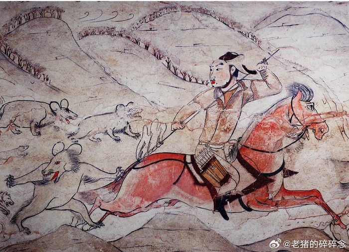 九原岗北朝墓壁画|狩猎图