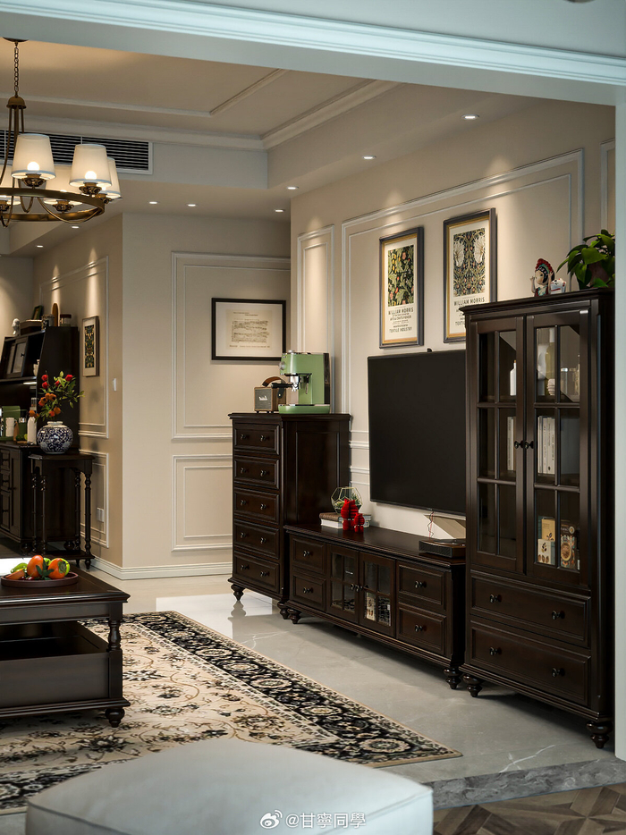 小户型美式复古客厅舒适又高级