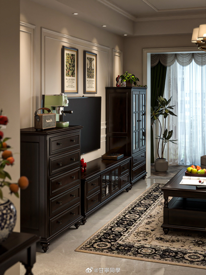 小户型美式复古客厅舒适又高级