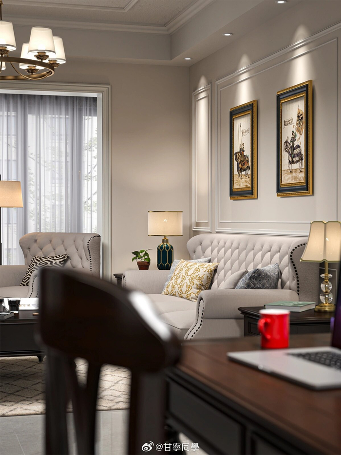 小户型美式复古客厅舒适又高级