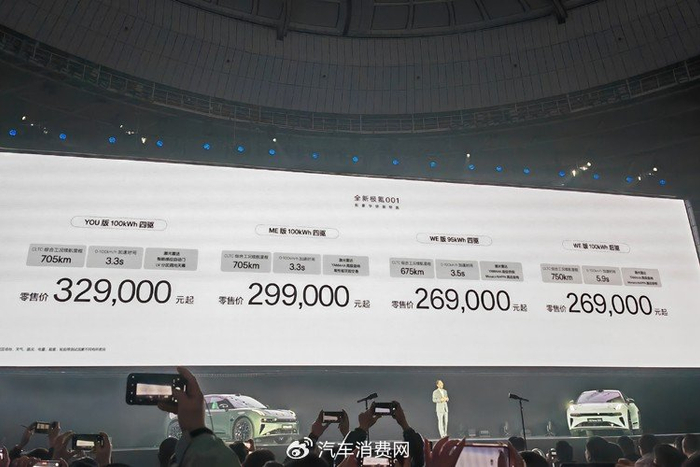 800v平台下的电动猛兽全新极氪001售价269万起