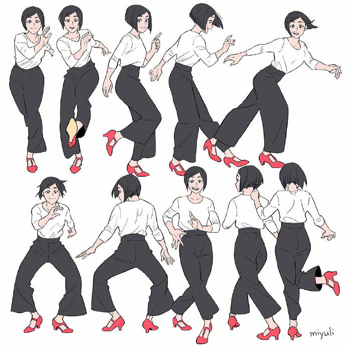 人物动作姿势绘画参考 by miyuli