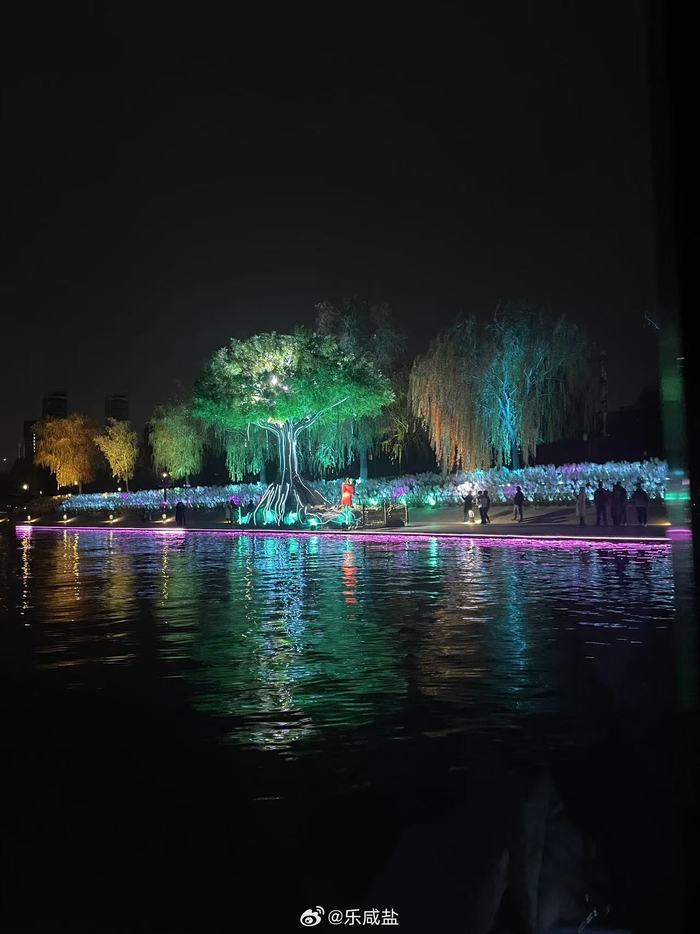 夜色中的咸阳湖景区,美轮美奂