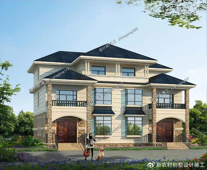 三层双拼别墅,60万完工,农村兄弟这样建房,准没错|双拼别墅|家庭|门厅