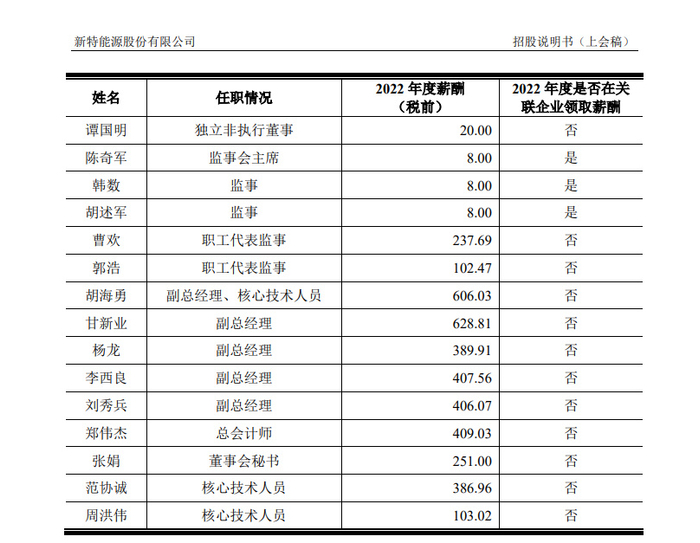 新特能源高管及个人简历