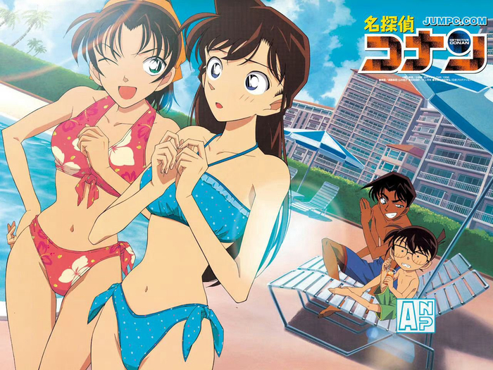 海滩的柯南×泳装的小兰9215 夏天真好啊!__财经头条