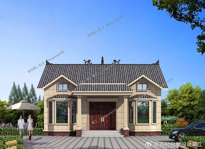 户型二这款现代中式风格别墅独具匠心,巧妙地将传统中式元素与现代