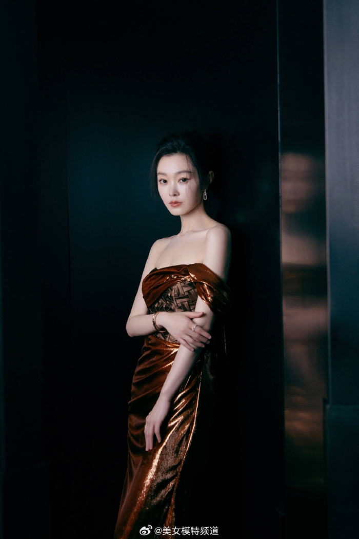 宋轶穿抹胸亮片裙大秀锁骨头发高盘优雅又有型