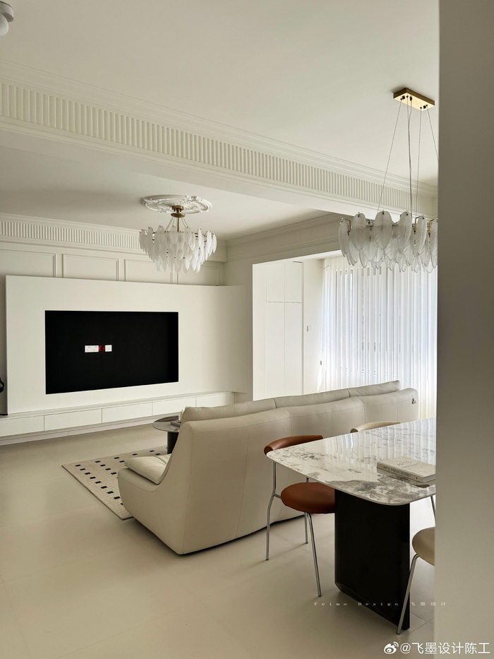 115㎡奶油风休闲住宅-- 统一色调的奶白优雅简单的配色与软装
