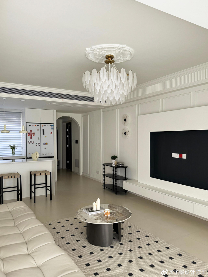 115㎡奶油风休闲住宅-- 统一色调的奶白优雅简单的配色与软装