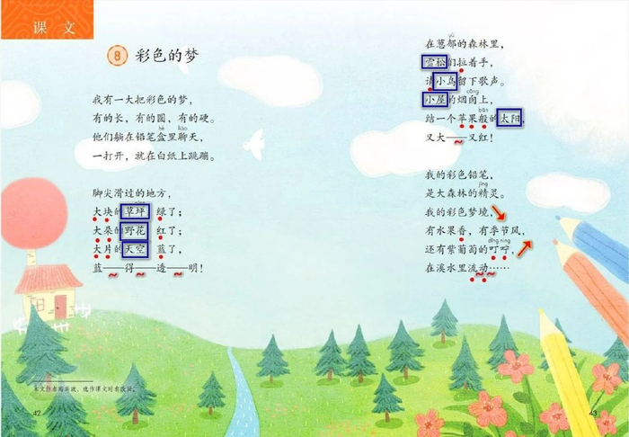 二下《彩色的梦》诗歌语言转化为形象的画面,解决仿写诗歌的难题
