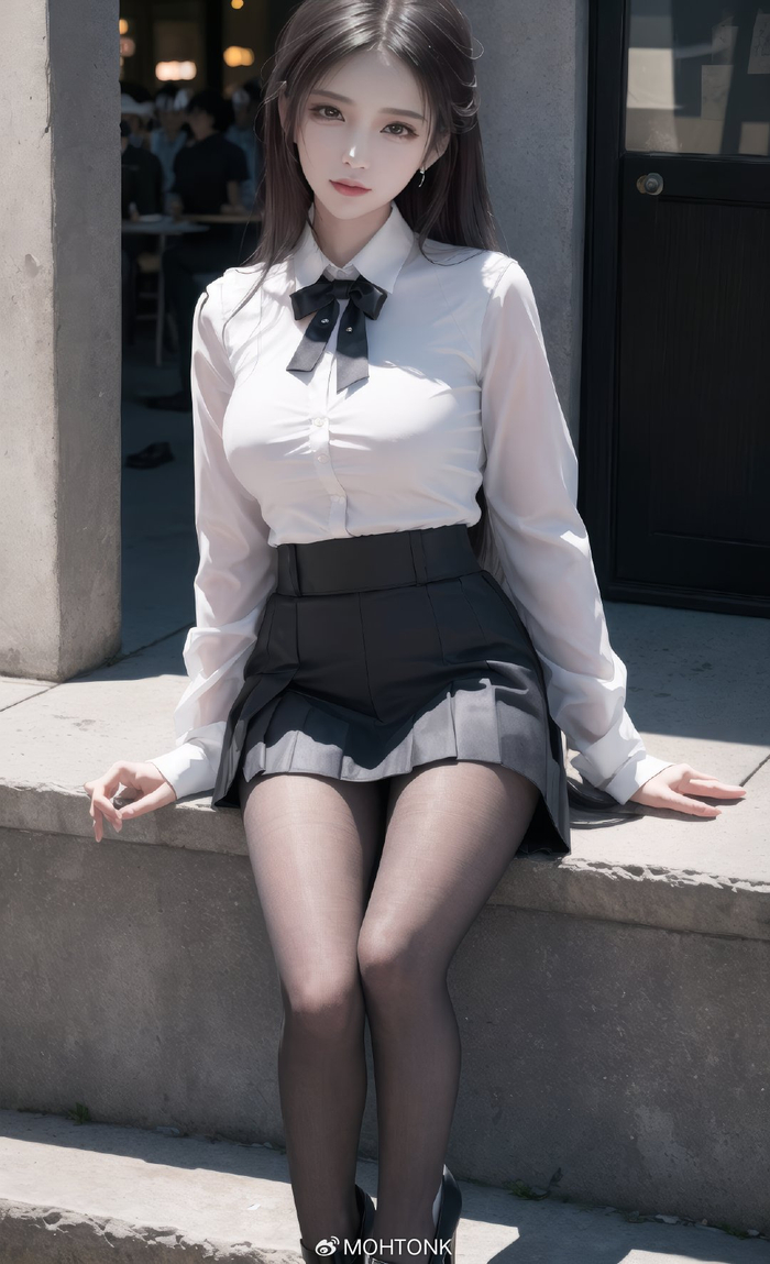 衬衫黑丝长腿美女ai绘画图集动漫卡通二次元手机电脑高清壁纸cg