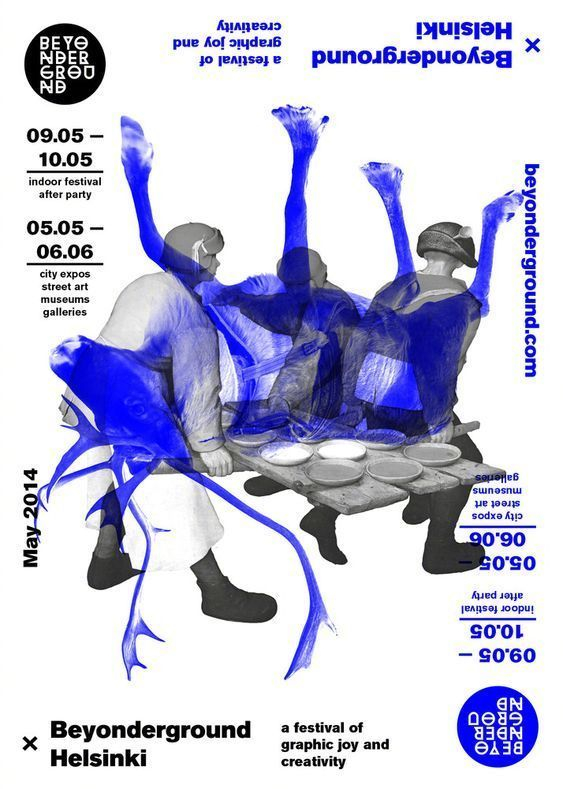 蓝色配色海报版式设计参考